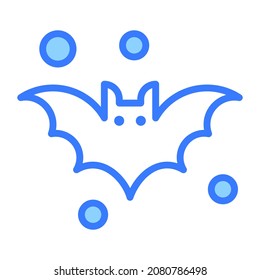 horror bat vector blue outline icon.