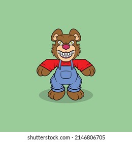 Horror Bear Doll Cartoon For Commercial Use