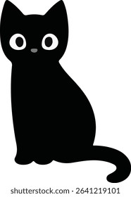 Horror Black Cat Silhouette on white Background