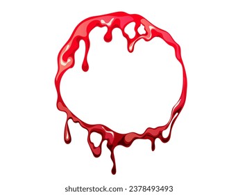 El concepto aislado del marco de círculo abstracto de sangre de horror. Ilustración de diseño gráfico plano vectorial