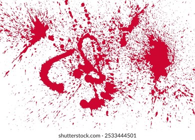 Horror Blood Splatters besprüht Hintergrund. Rote blutige Tropfen, Spray und Flecken auf weißem Hintergrund. Halloween, Kriminelle und Horror Designs. 