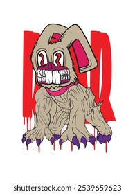 horror bunny  illustration with japanese style for kaijune event
