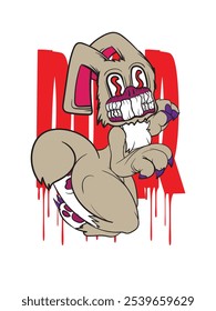 horror bunny  illustration with japanese style for kaijune event