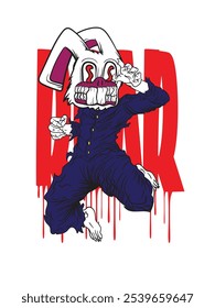 horror bunny  illustration with japanese style for kaijune event