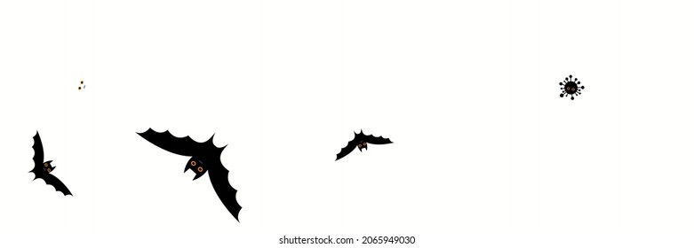 Horror Cartoon Funny Gothic Corona Covid Halloween Design. Vaccination Virus White Scary Purple Backdrop. Grey Faces Fear Creepy Vampire Bats. Spooky Black Mysterious Dracula Party Background.