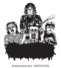 Horror Cartoon Manga Character Style Screaming Musician