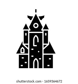 Horror castle black icon, concept illustration, vector flat symbol, glyph sign.