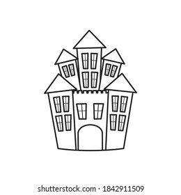 horror castle icon over white background, line style, vector illustration