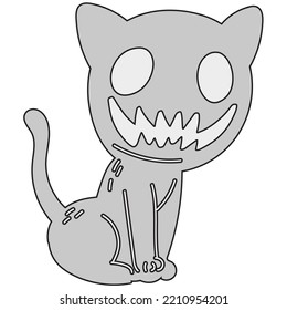 Horror Cat Halloween Vector Fill Line Icon Illustration