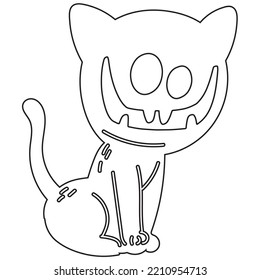 Horror Cat Halloween Vector Outline Icon Illustration