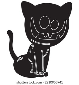 Horror Cat Halloween Vector Solid Icon Illustration