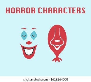 Horror Characters Flat Vector Illustration. 