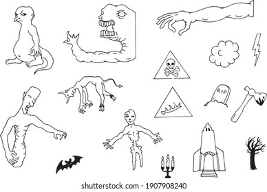 Horror Clipart con simples dibujos de horror