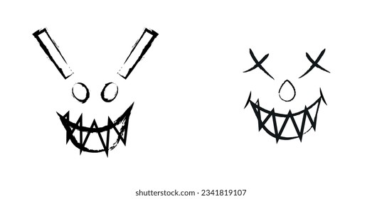 Horror clown face on the white background vector illustration.