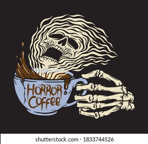 Horror Coffee hand drawn Illustration
