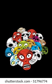 horror colorful monster skulls