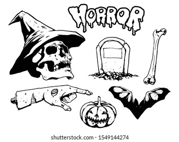 horror compilation set art on illustration