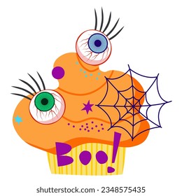 horror cupcake halloween in doodle design vector illustration.