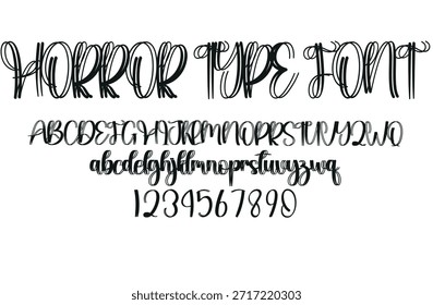 Horror letras escuras tatuagem tipo vetor fonte. estilo grunge Y2k tipo fonte com gótico pank rock e sangue estilo sinais e símbolos.	