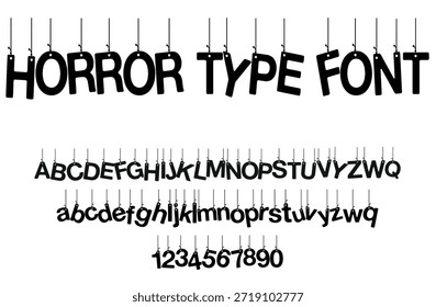 Horror letras escuras tatuagem tipo vetor fonte. estilo grunge Y2k tipo fonte com gótico pank rock e sangue estilo sinais e símbolos.	