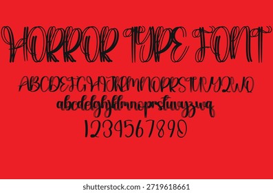 Horror letras escuras tatuagem tipo vetor fonte. estilo grunge Y2k tipo fonte com gótico pank rock e sangue estilo sinais e símbolos.	