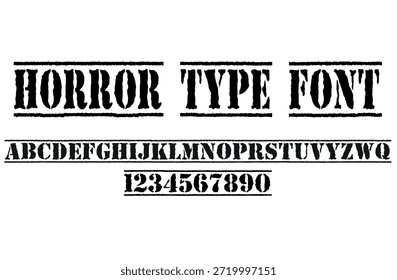 Horror letras oscuras tatuaje tipo de Vector fuente. estilo grunge Y2k tipo de fuente con gótico pank rock y signos de estilo de sangre y símbolos. aterrador tatuaje fuente Vector icono	