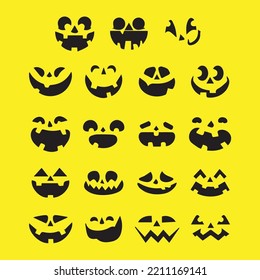 Horror Design Halloween Face Silhouette Illustration, vector, symbol, smile, design, spooky, cartoon, holiday, pumpkin, horror, scary icon, set, evil, october, cute,sign, isolated, celebration.