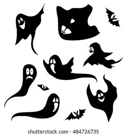Horror with different expressions. A set of illustrations for Halloween. Cartoon, expresses different emotions - joy, anger, sadness and others.