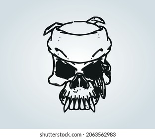 horror drawing with skulls for illustration