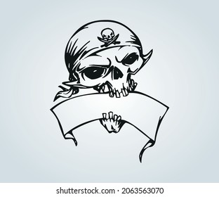 horror drawing with skulls for illustration