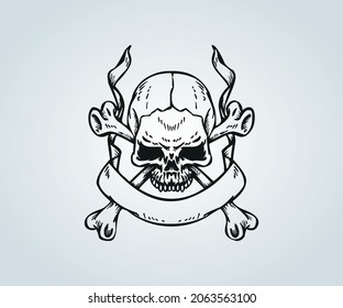 Horrorzeichnung mit Skulpturen zur Illustration