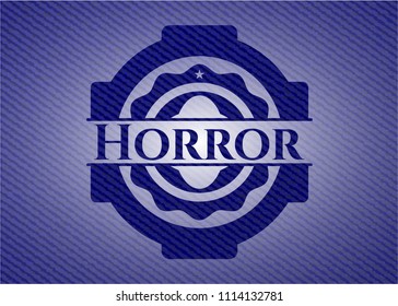 Horror emblem with denim texture