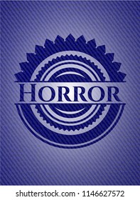 Horror emblem with denim texture