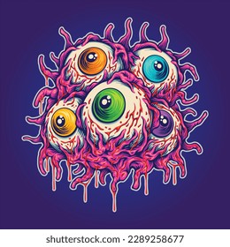Horror eyeballs slimy monster creepy logo illustrations vector for your work logo  merchandise t  shirt  stickers   label designs  poster  greeting cards advertising business company brands