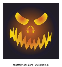 Horror face of burning pumpkin for Halloween party. 