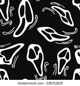 Horror face mask. Cartoon face illustration. Vector pattern.