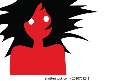 Horror, fear, scared. Stylized drawing of a frightened woman. Vector image for prints, icon, poster and illustrations.
