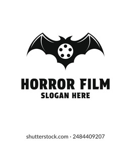 Horrorfilm-Logo-Design-Konzept-Idee mit Fledermaus-Symbol