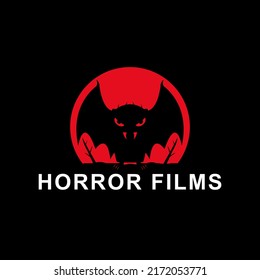 Horrorfilme Logo mit Monstergrafik. Vektorgrafik auf schwarzem Hintergrund.