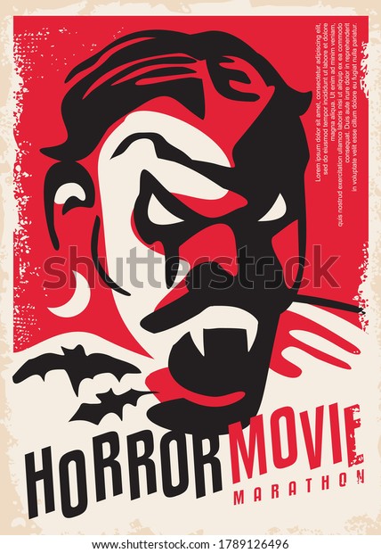 Horror Flyer Design Red Background Bats Stock Vector (Royalty Free ...