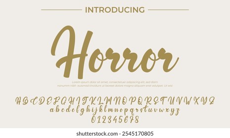 Horror Font Pincel elegante pintado com letras maiúsculas vetoriais, alfabeto, fonte