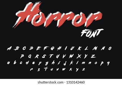 Horror font . Stylized vector alphabet