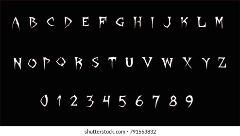 Horror Font - Stylized Vector  Alphabet And Numbers