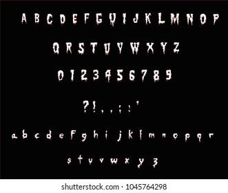 horror font -vector, alphabet, numbers, symbols