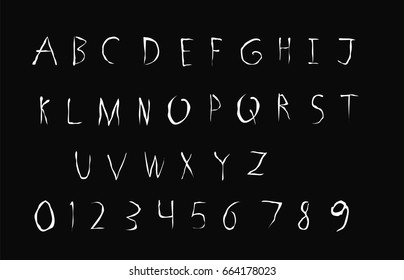 Horror Font - Vector Art - White Horror Font Isolated On Black