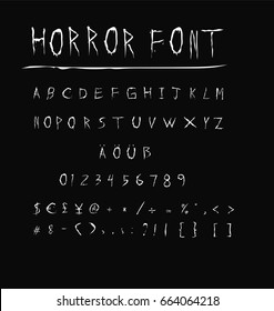 Horror Font - White Scary Font On Black - Vector