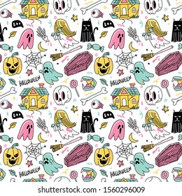 Horror Ghost Halloween Pattern Design Graphic Vector Background