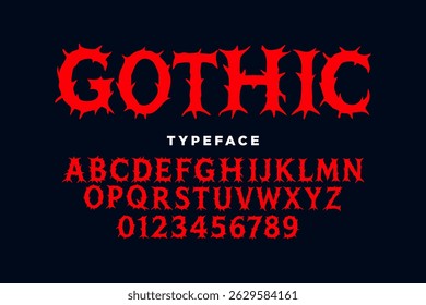 horror gothic alphabet style. Metal and punk typeface design for underground scene design
