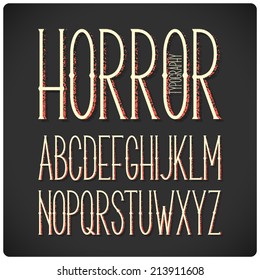 Horror gothic font with textured shadow