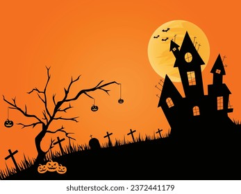 Horror Graveyard Silhouette Halloween Illustration Background